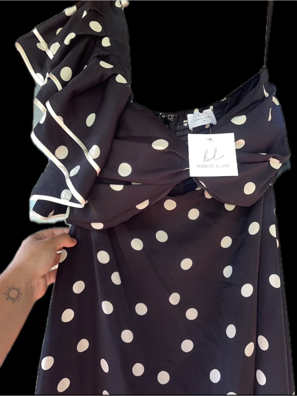 Black and Cream Polka Dot Kids Dress